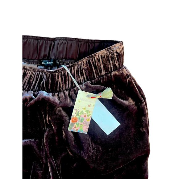 Johnny Was Luciana Seamed Wide Leg Pants Velour Brown Butterfly Boho Size XS - Picture 8 of 8